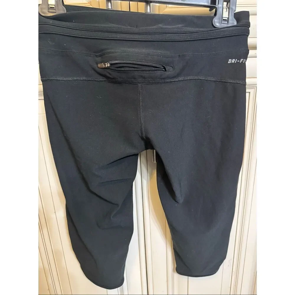 Nike Women's Dri-fit Running Cropped Capri Activewear Leggings Black Small